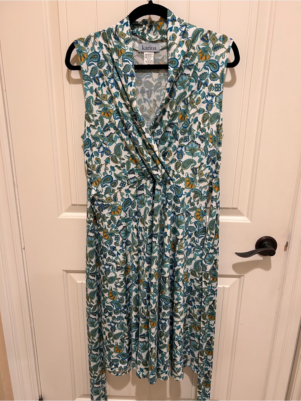 Karina Teal Paisley Midi Wrap Dress